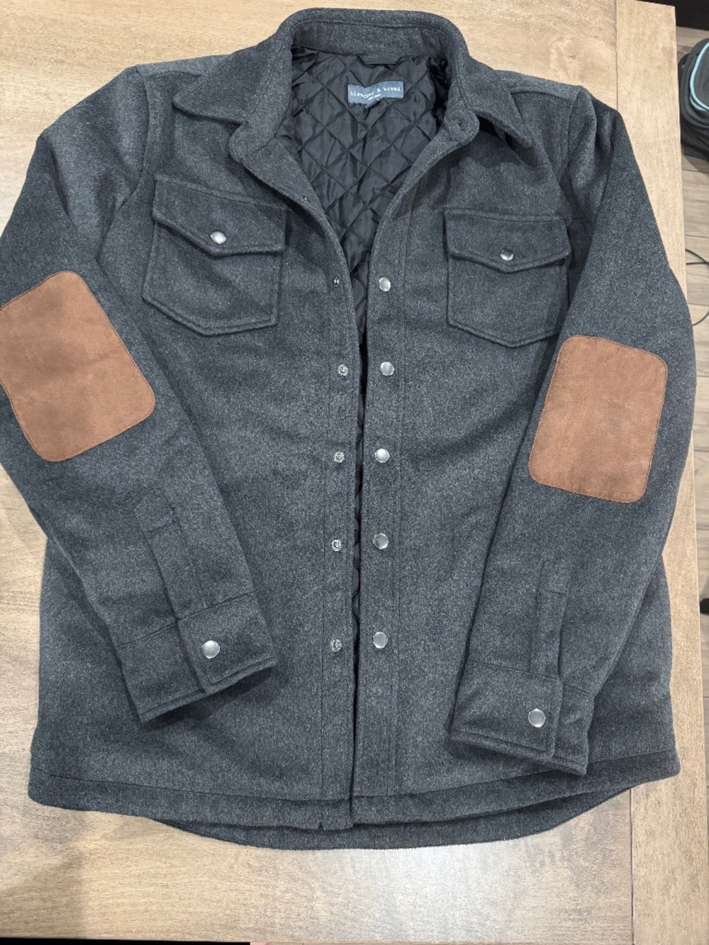 Mens lined shirt jacket, dark gray, Size medium-tall